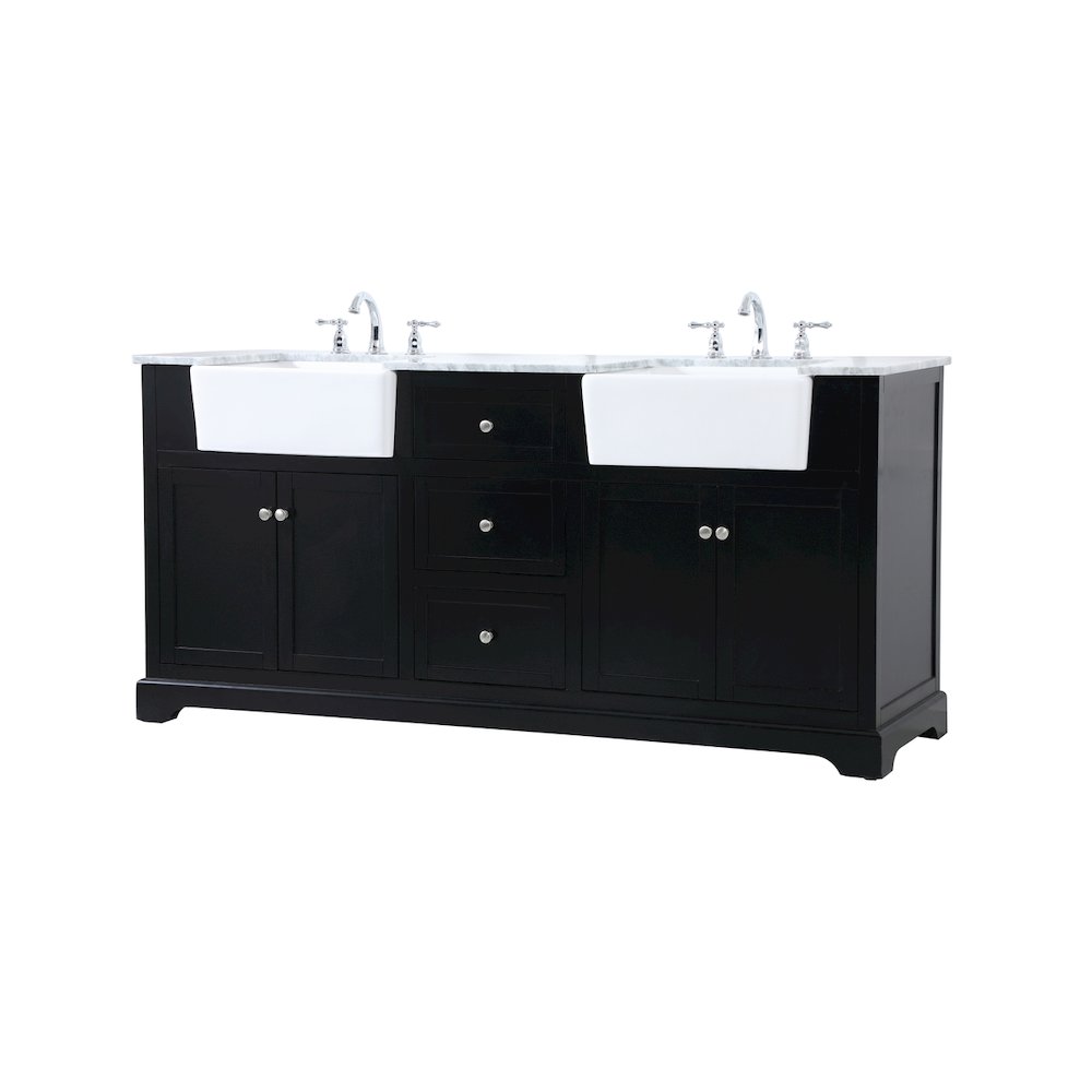 72 inch double bathroom vanity in black