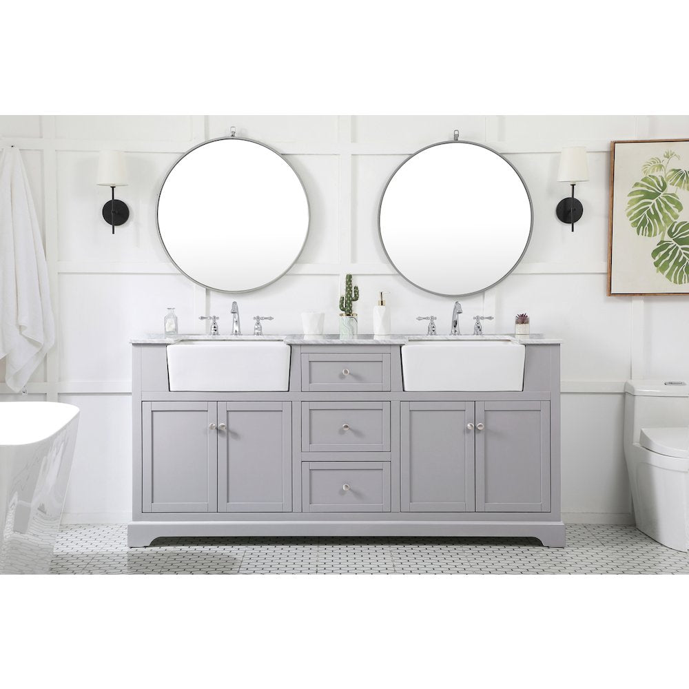 72 inch double bathroom vanity in grey