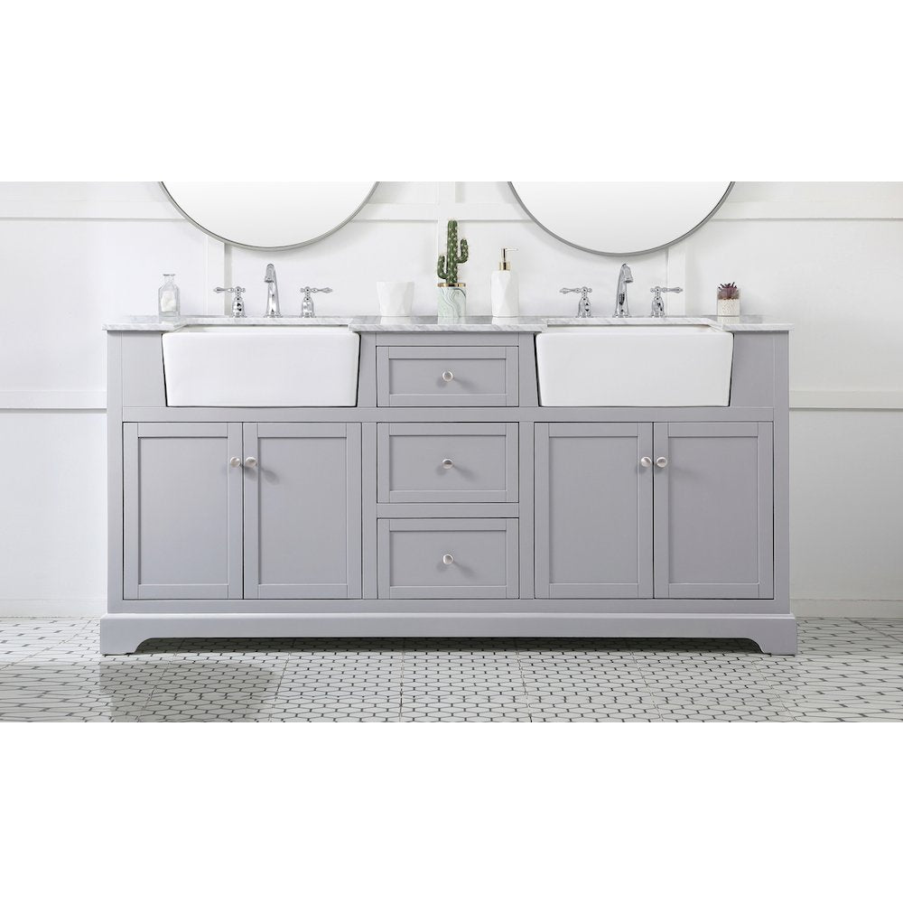 72 inch double bathroom vanity in grey