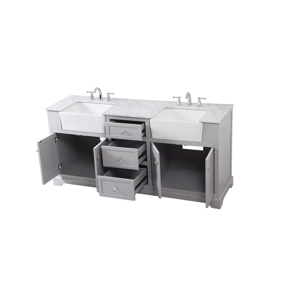 72 inch double bathroom vanity in grey
