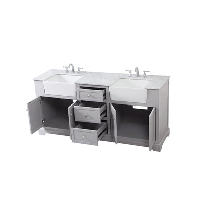 72 inch double bathroom vanity in grey