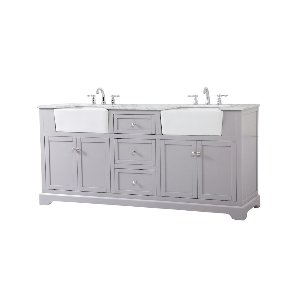 72 inch double bathroom vanity in grey