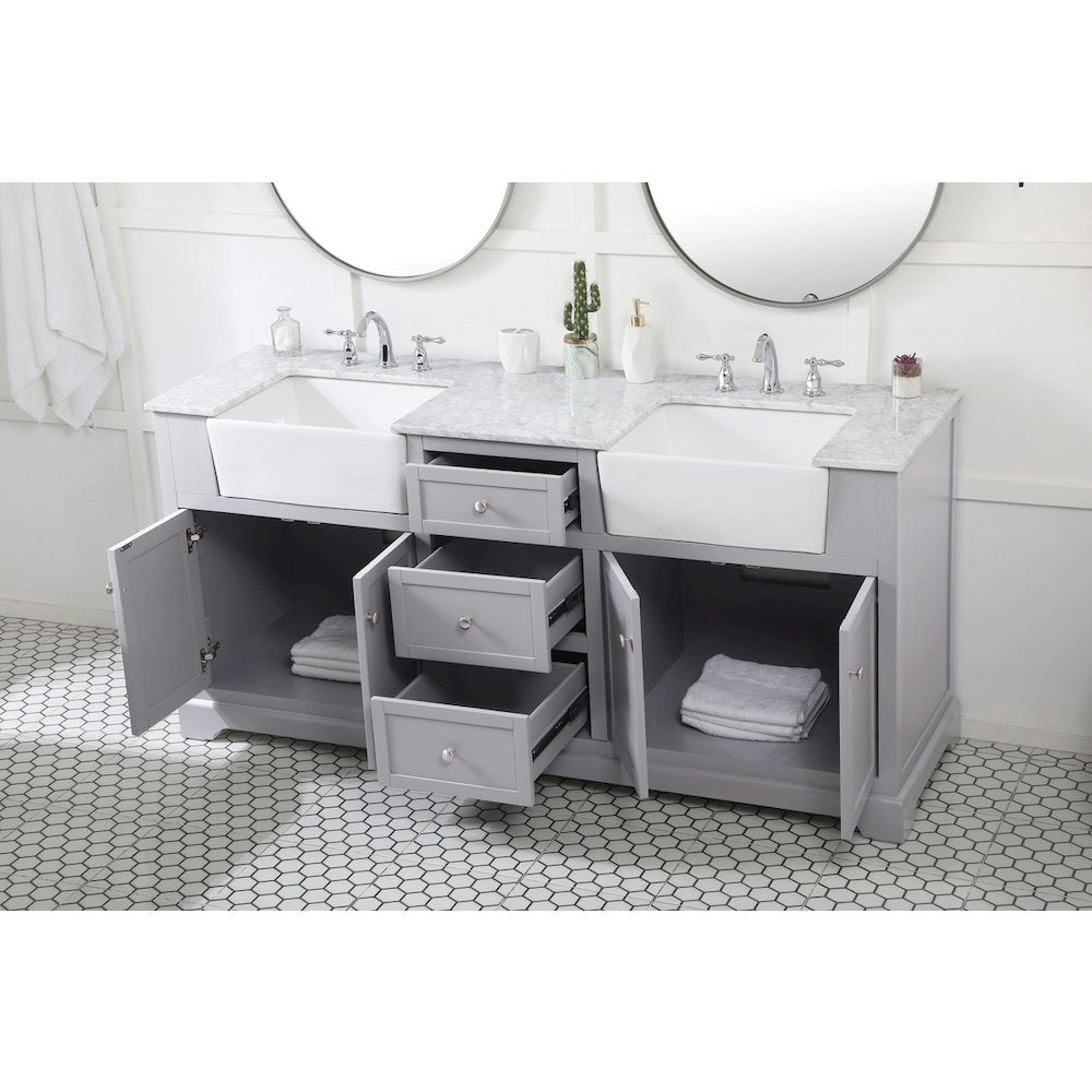 72 inch double bathroom vanity in grey