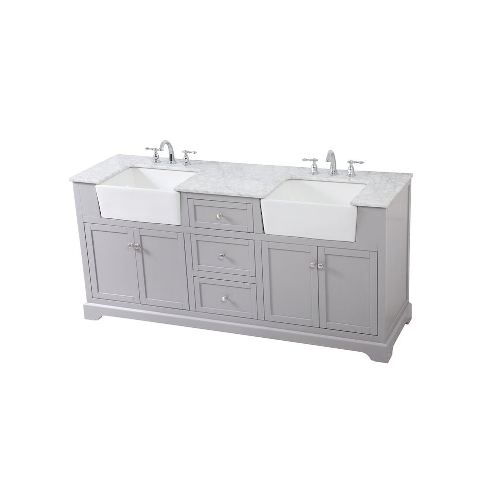 72 inch double bathroom vanity in grey