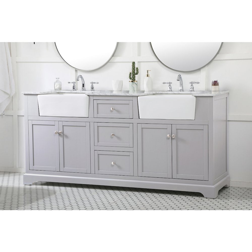 72 inch double bathroom vanity in grey