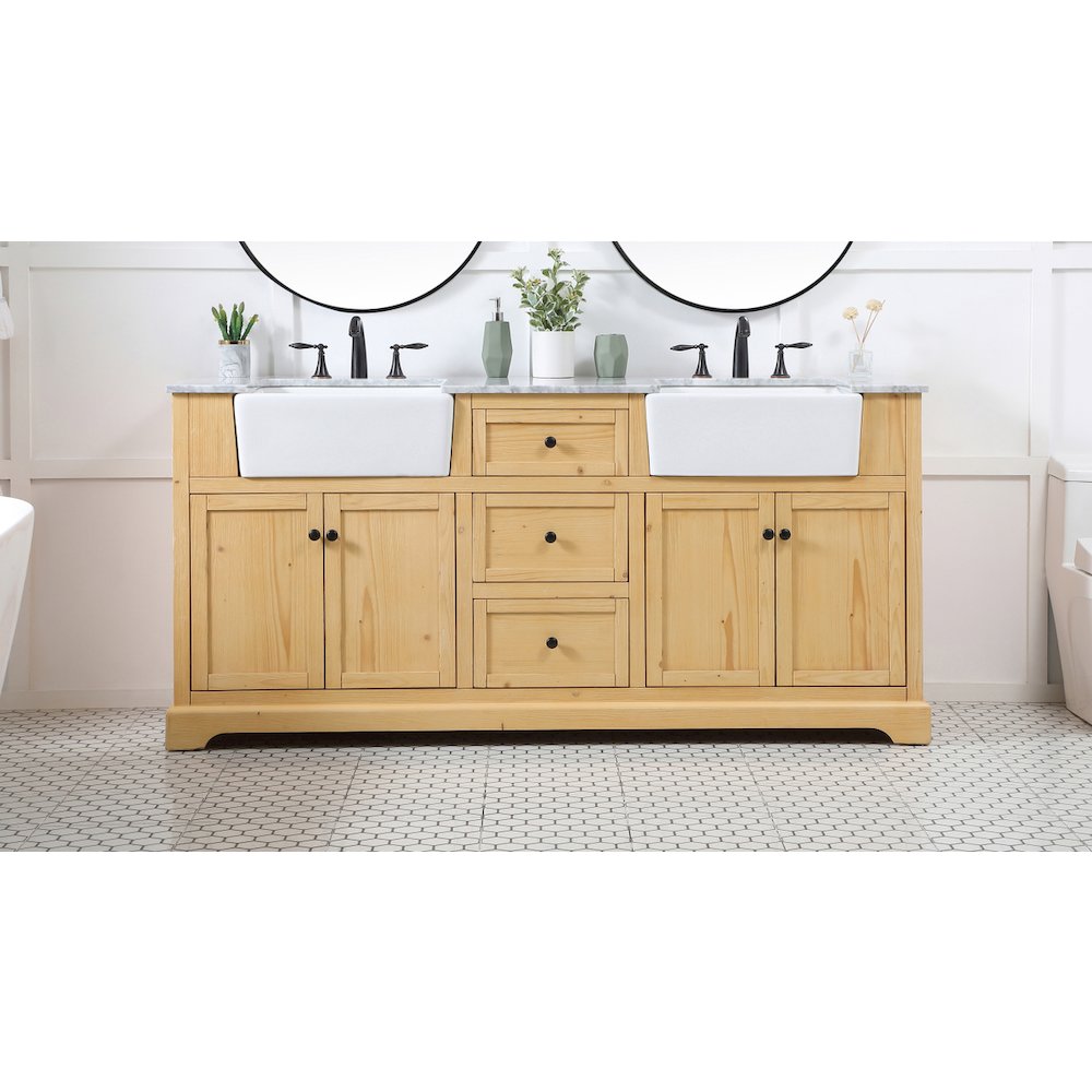 72 inch double bathroom vanity in natural wood