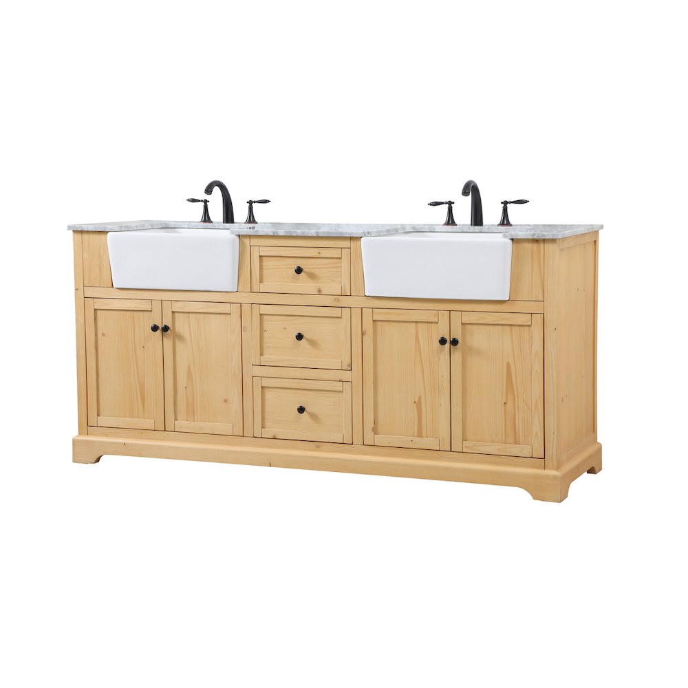 72 inch double bathroom vanity in natural wood