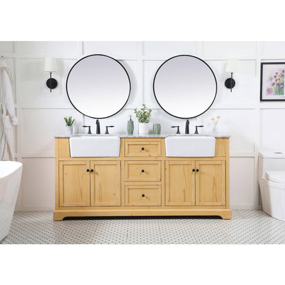 72 inch double bathroom vanity in natural wood