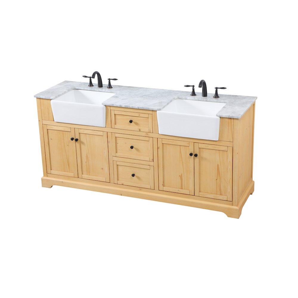72 inch double bathroom vanity in natural wood