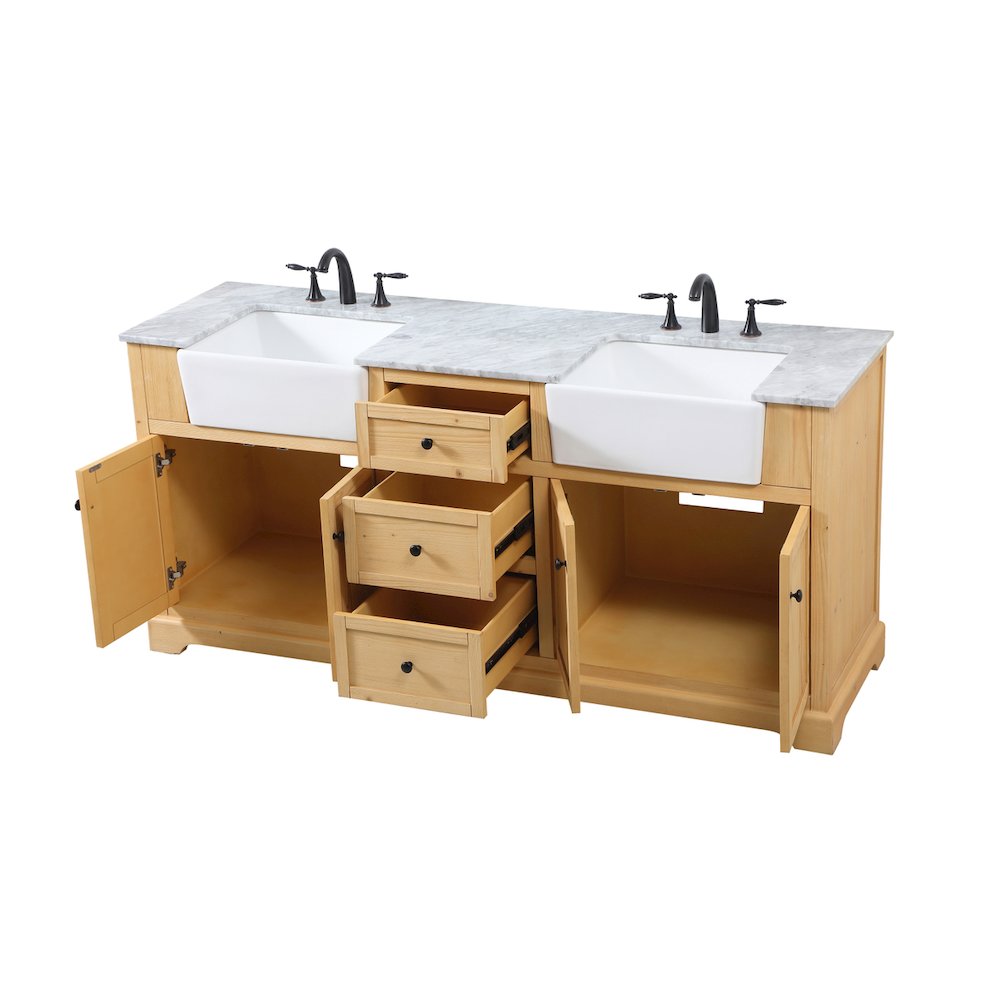 72 inch double bathroom vanity in natural wood