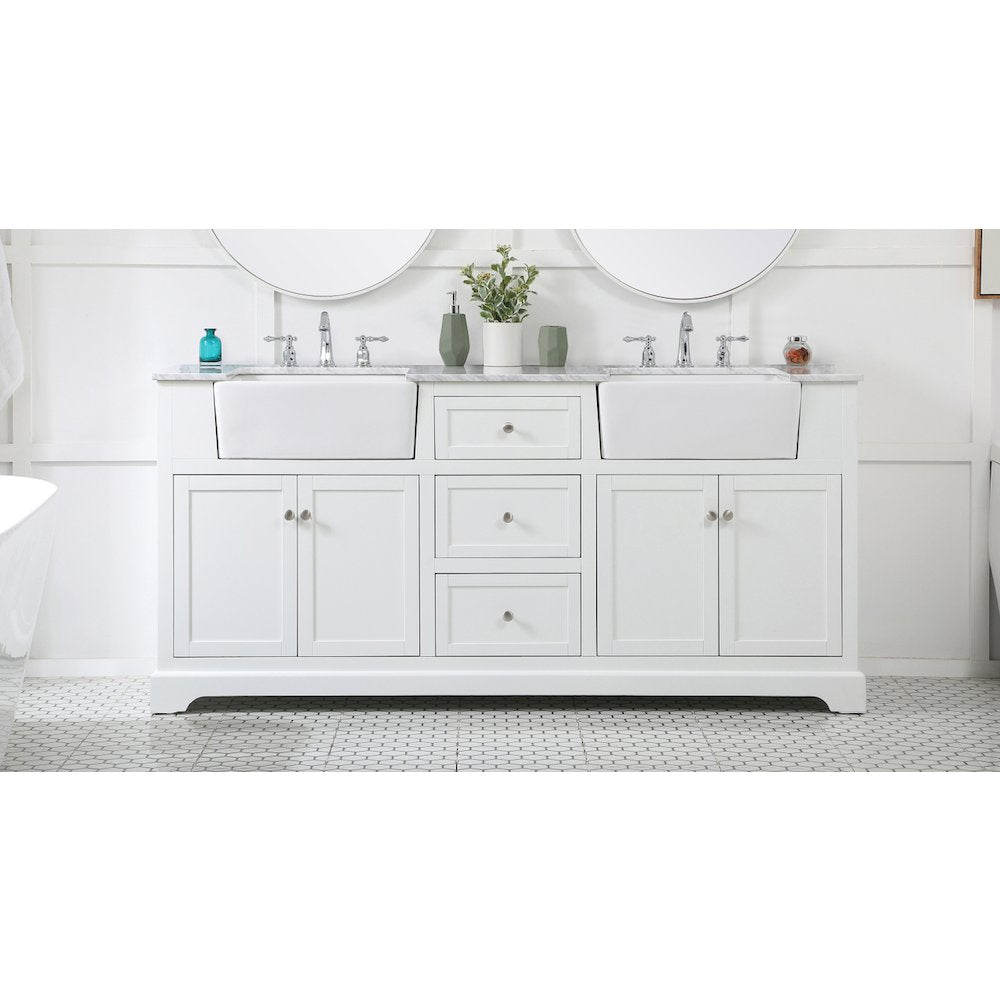 72 inch double bathroom vanity in white