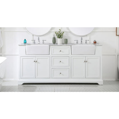 72 inch double bathroom vanity in white