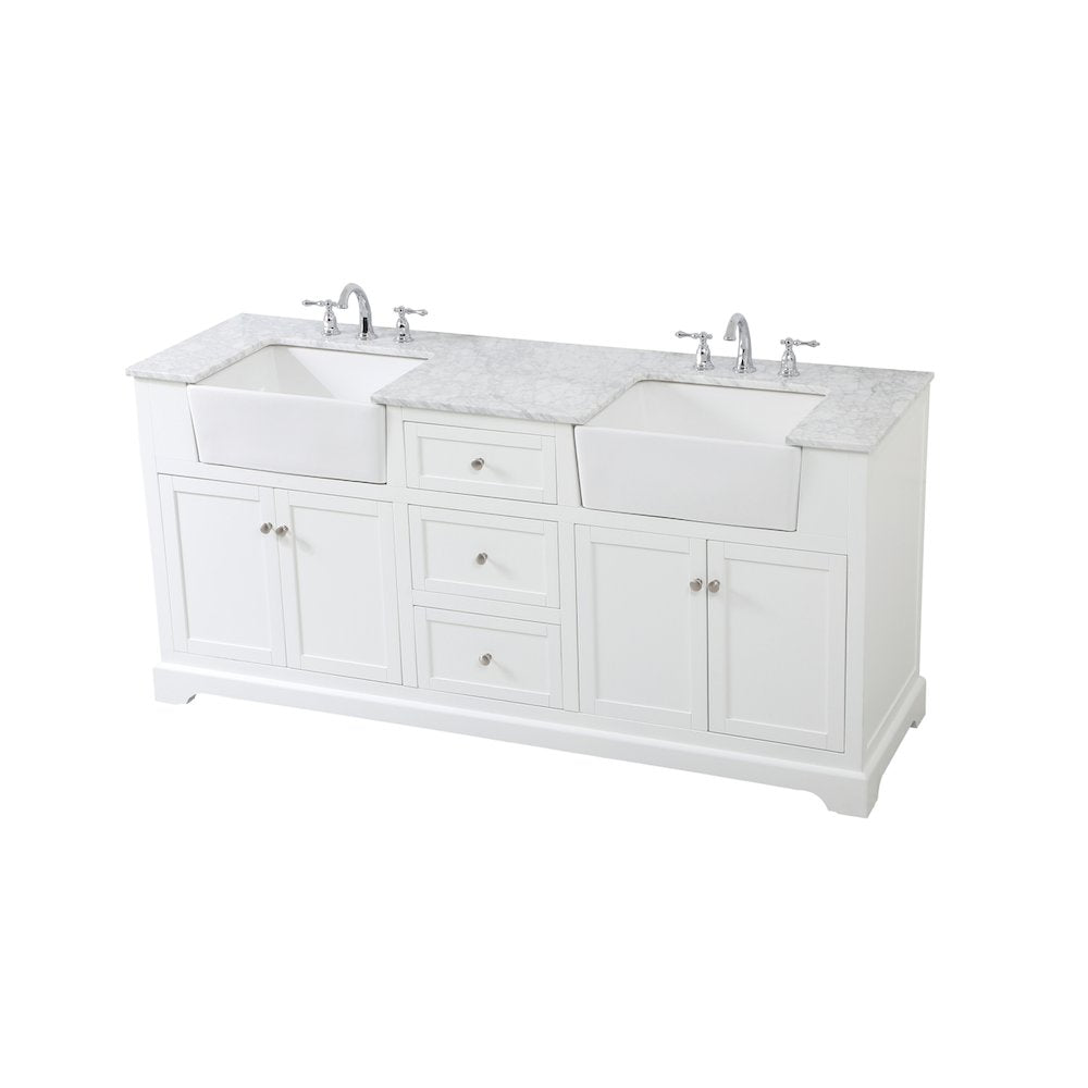 72 inch double bathroom vanity in white