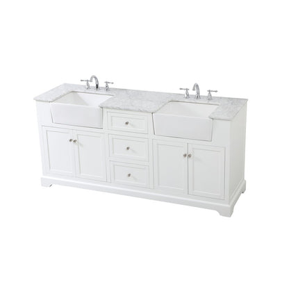 72 inch double bathroom vanity in white