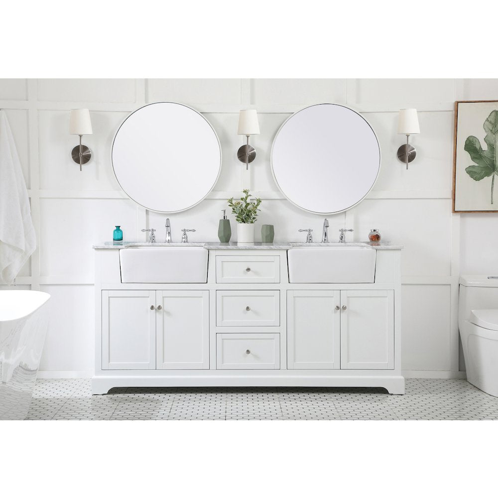 72 inch double bathroom vanity in white