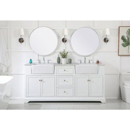 72 inch double bathroom vanity in white