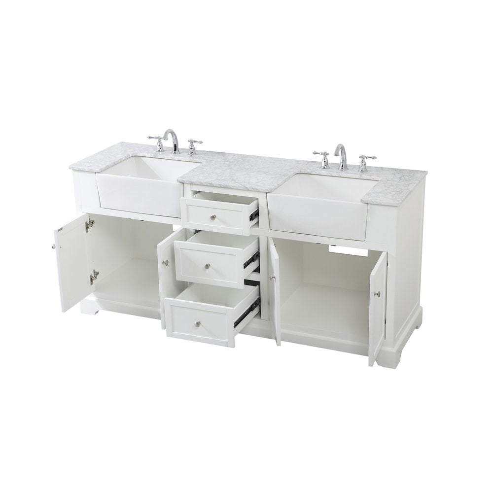 72 inch double bathroom vanity in white