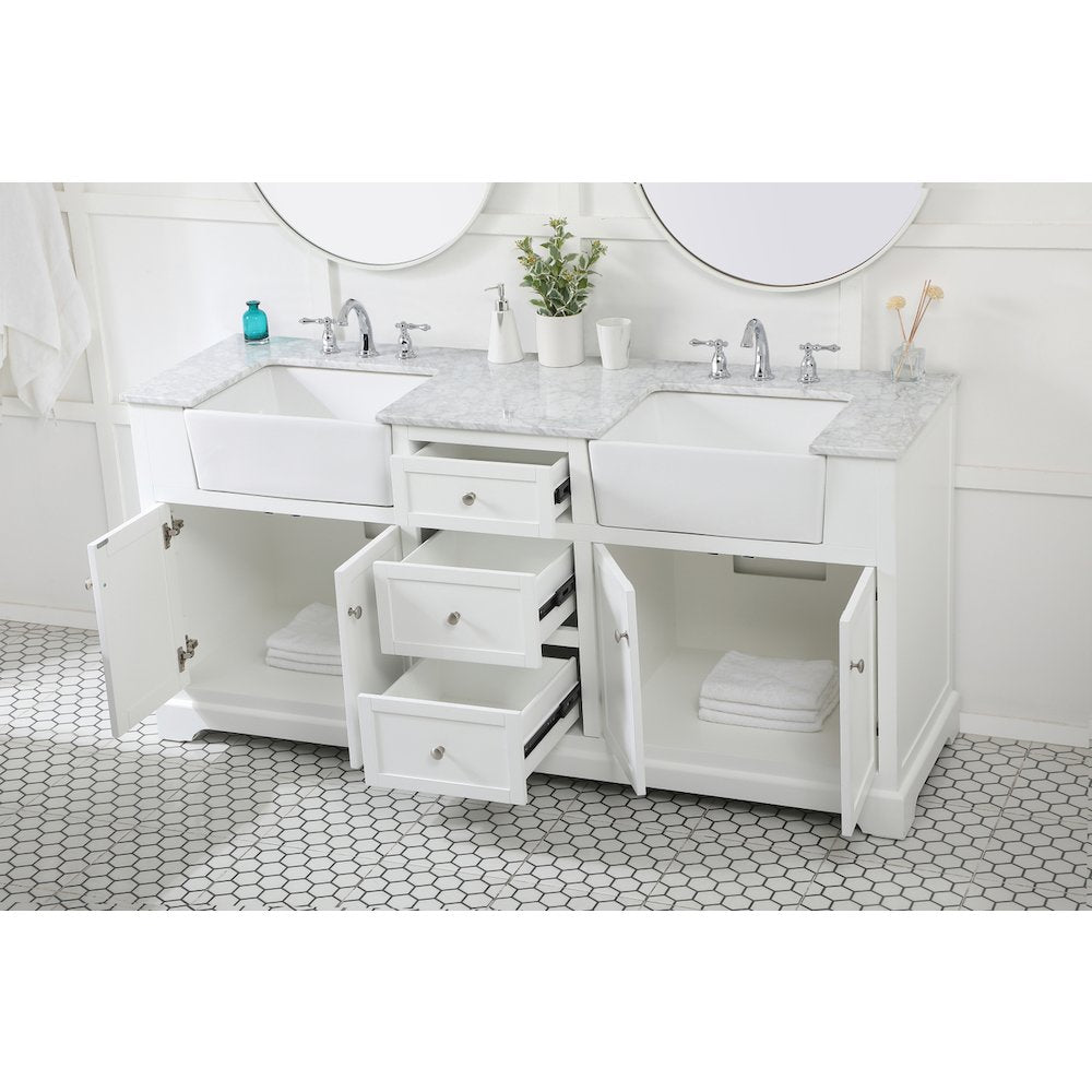 72 inch double bathroom vanity in white