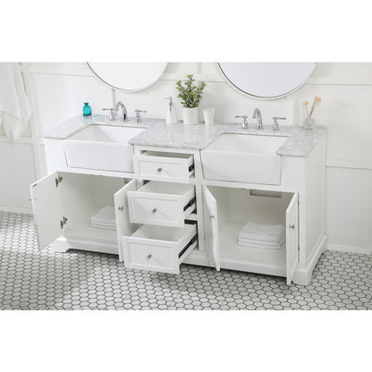 72 inch double bathroom vanity in white