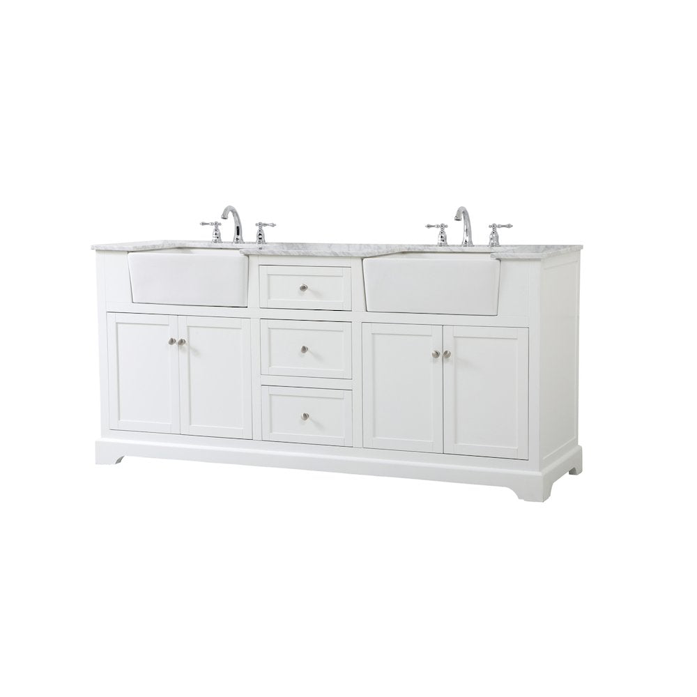 72 inch double bathroom vanity in white