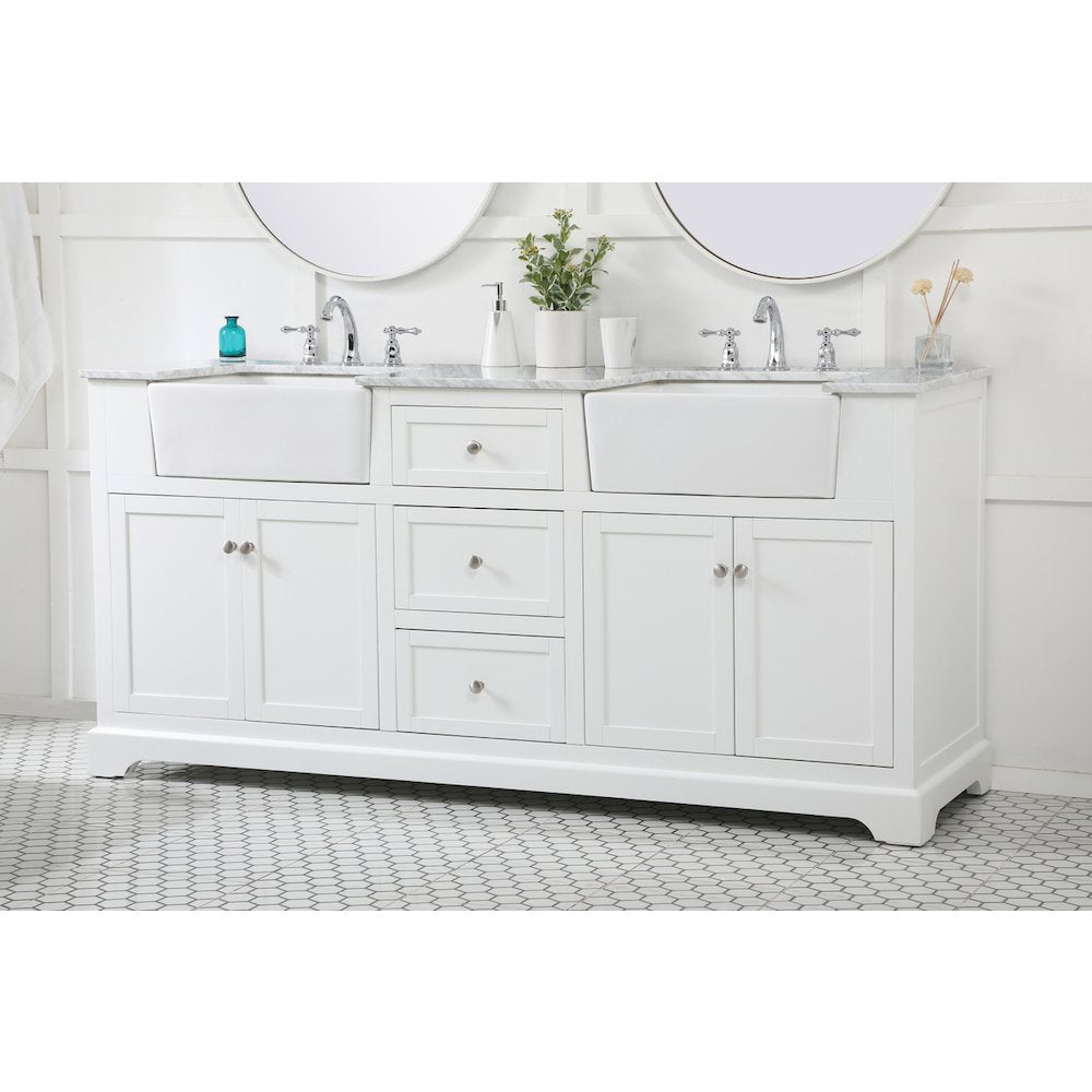 72 inch double bathroom vanity in white