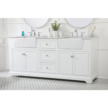 72 inch double bathroom vanity in white