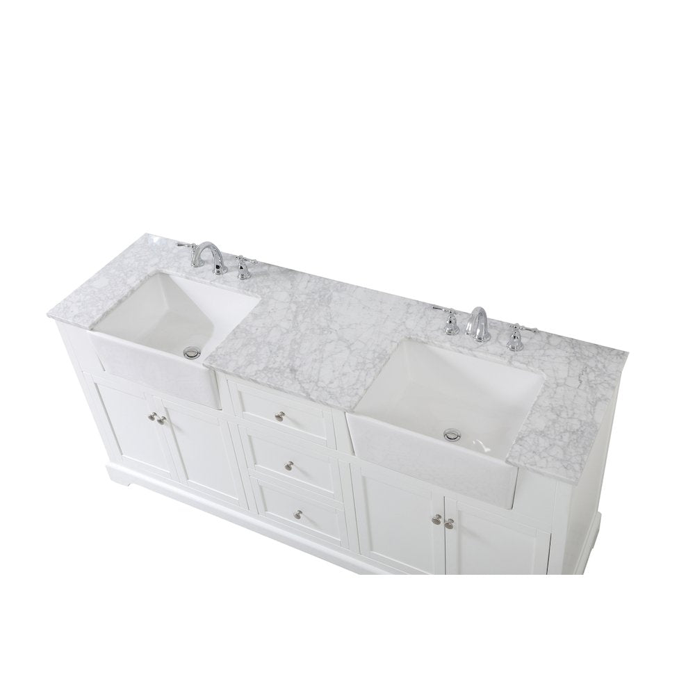 72 inch double bathroom vanity in white