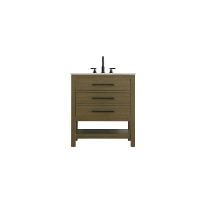 30 inch Single Bathroom Vanity in Chestnut Brown