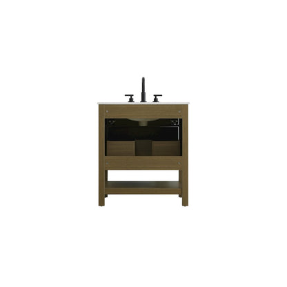 30 inch Single Bathroom Vanity in Chestnut Brown
