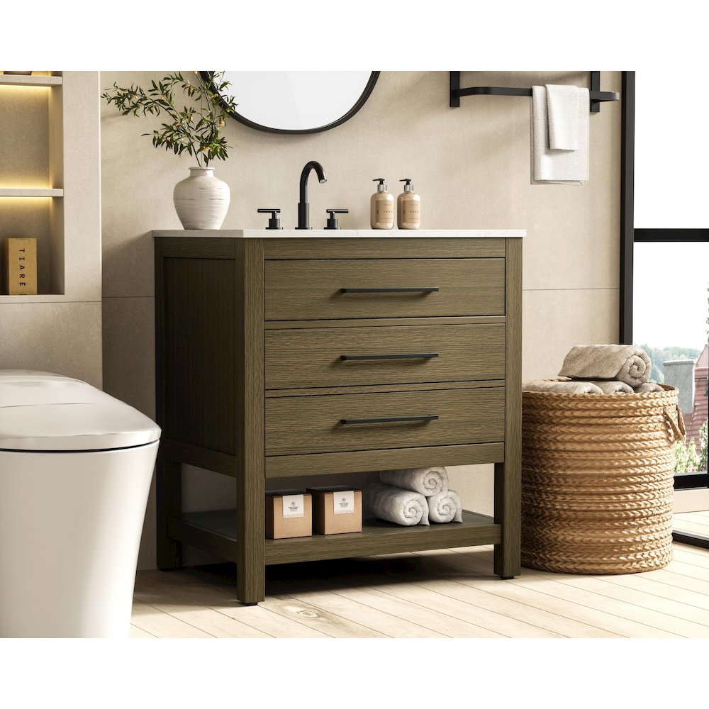 30 inch Single Bathroom Vanity in Chestnut Brown