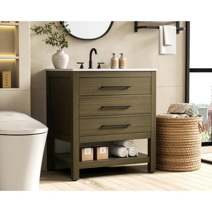 30 inch Single Bathroom Vanity in Chestnut Brown