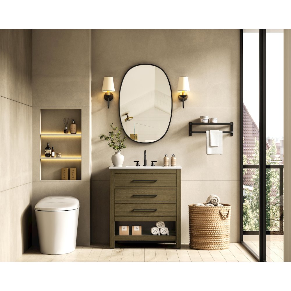 30 inch Single Bathroom Vanity in Chestnut Brown