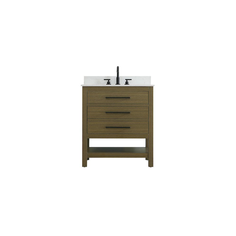 30 inch Single Bathroom Vanity in Chestnut Brown with backsplash