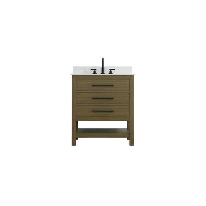 30 inch Single Bathroom Vanity in Chestnut Brown with backsplash
