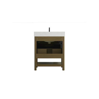30 inch Single Bathroom Vanity in Chestnut Brown with backsplash