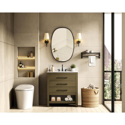 30 inch Single Bathroom Vanity in Chestnut Brown with backsplash