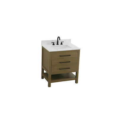 30 inch Single Bathroom Vanity in Chestnut Brown with backsplash