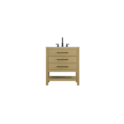 30 inch Single Bathroom Vanity in Honey Brown