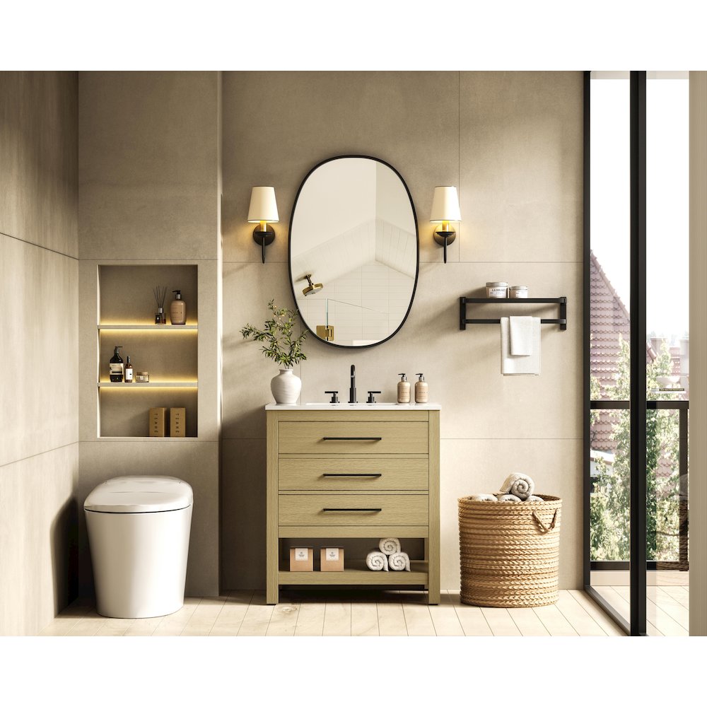 30 inch Single Bathroom Vanity in Honey Brown