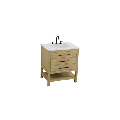 30 inch Single Bathroom Vanity in Honey Brown