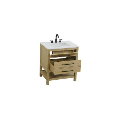 30 inch Single Bathroom Vanity in Honey Brown