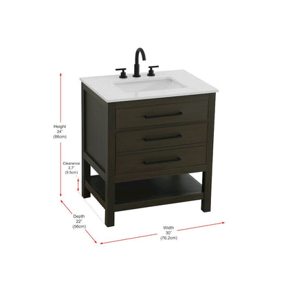 30 inch Single Bathroom Vanity in Mocha Brown
