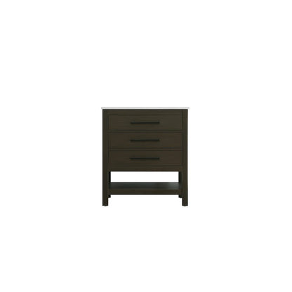 30 inch Single Bathroom Vanity in Mocha Brown