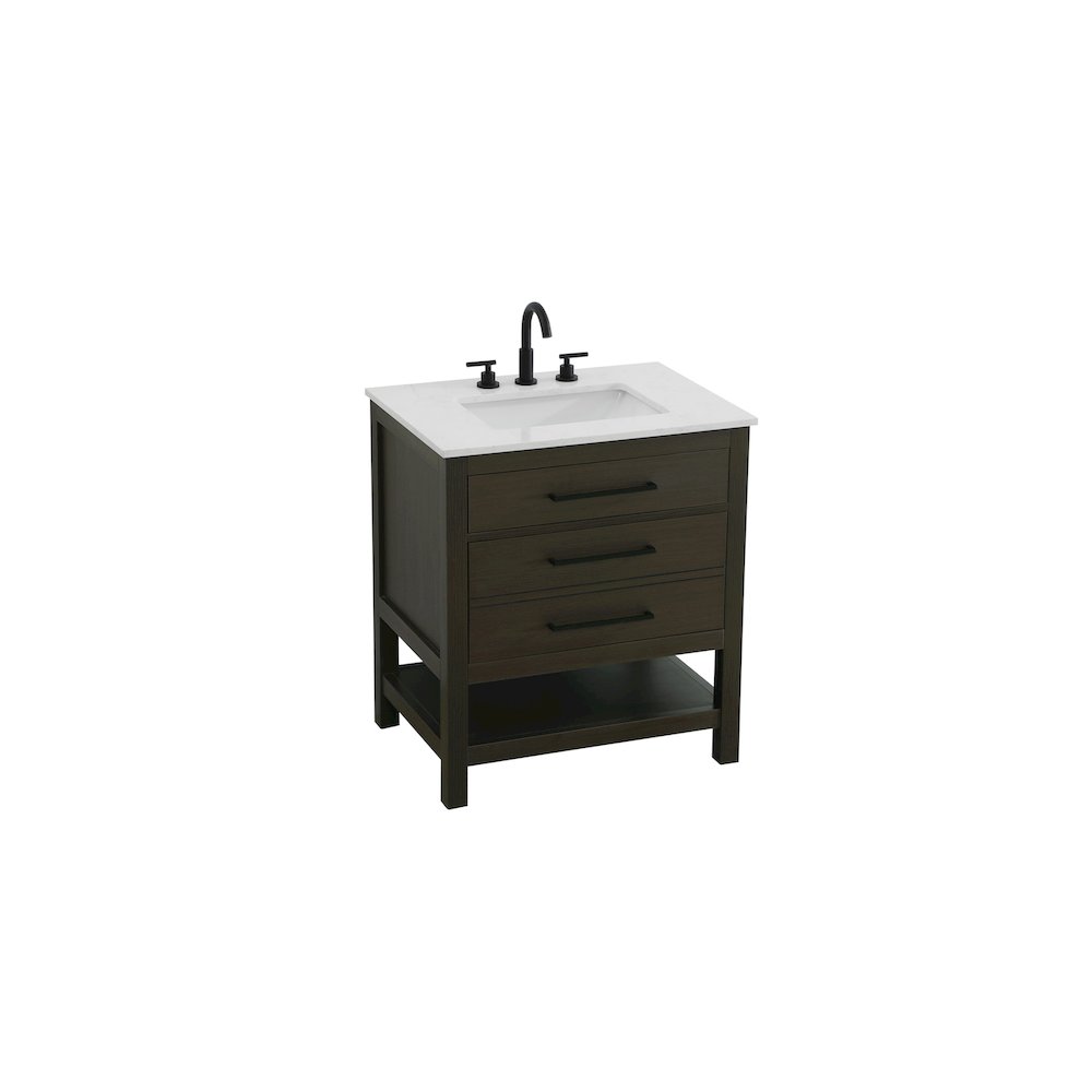 30 inch Single Bathroom Vanity in Mocha Brown