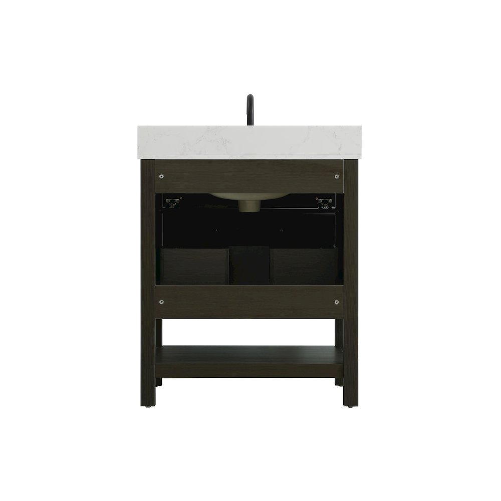 30 inch Single Bathroom Vanity in Mocha Brown with backsplash