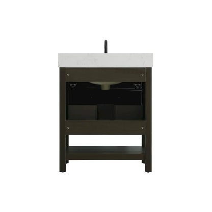 30 inch Single Bathroom Vanity in Mocha Brown with backsplash
