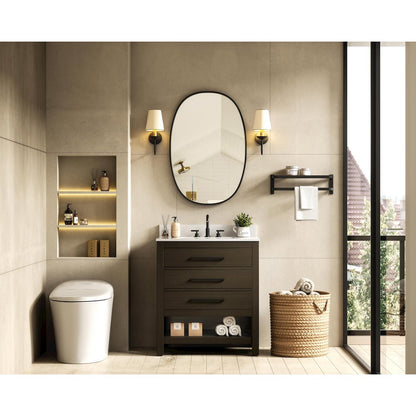 30 inch Single Bathroom Vanity in Mocha Brown with backsplash
