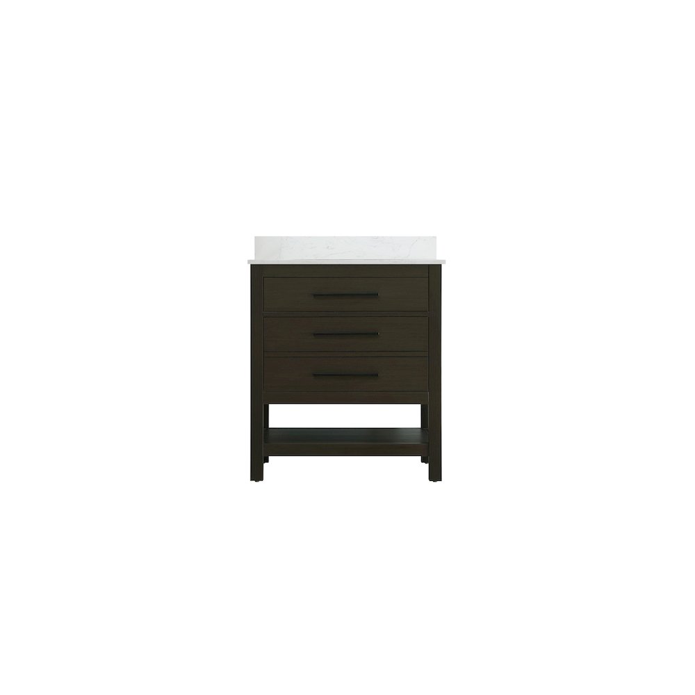 30 inch Single Bathroom Vanity in Mocha Brown with backsplash