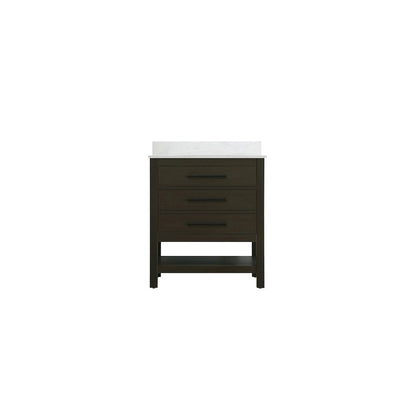 30 inch Single Bathroom Vanity in Mocha Brown with backsplash