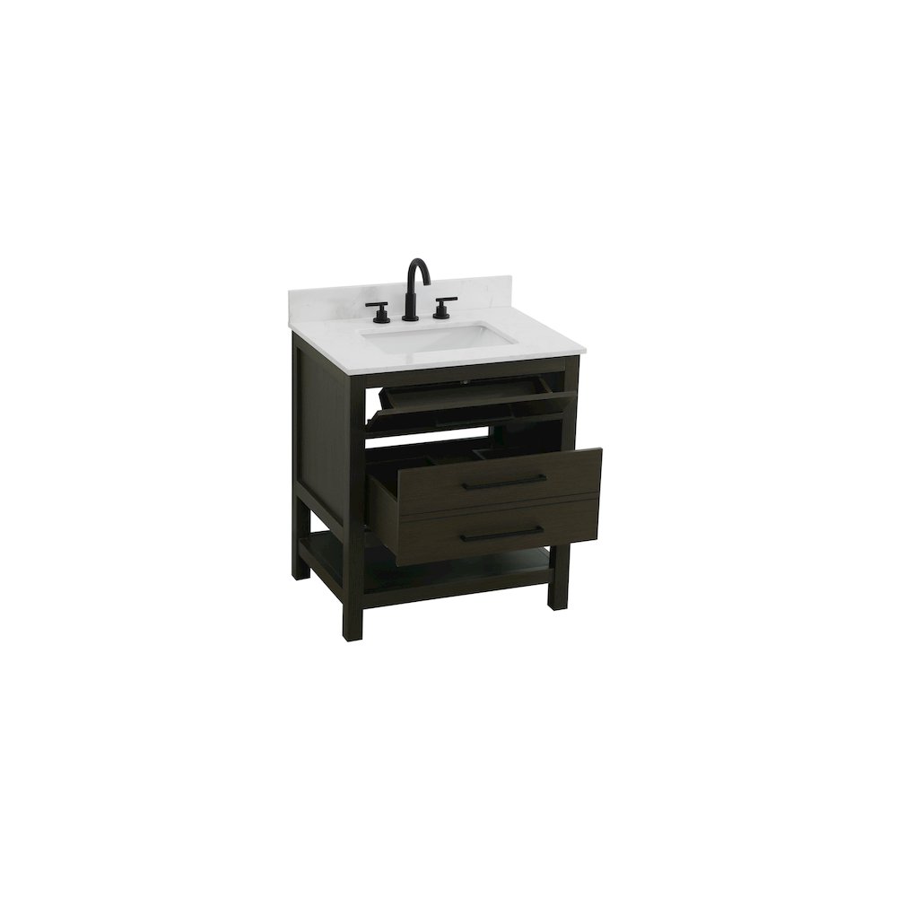 30 inch Single Bathroom Vanity in Mocha Brown with backsplash